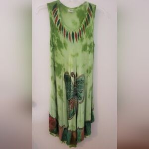 Green Summer Sundress Tie-dyed Butterfly